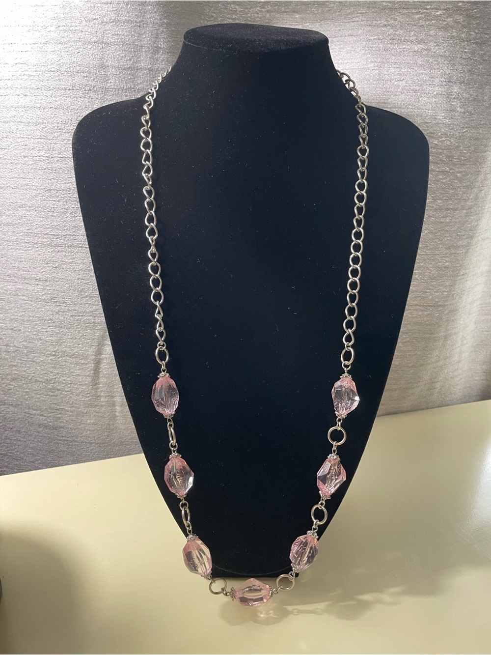 Elegant Pink Bead Long Necklace - Unbranded